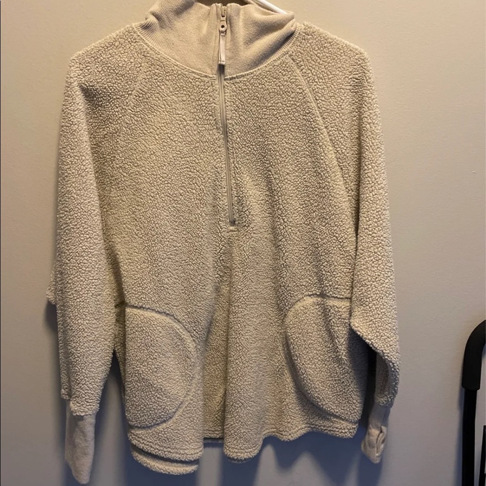 Oversized Beige Quarter zip from Aerie!